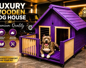 Planos para caseta de perro de bricolaje, lujosa mansión de madera para mascotas, guía para caseta resistente a la intemperie (descarga en PDF)
