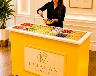 Carrito móvil de frutas para armar usted mismo / Estación de catering plegable de madera, puesto de comida para eventos
