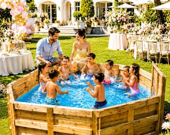 Planos para construir una piscina infantil octogonal con tanque de madera (descarga digital)