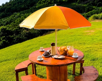 Planos para construir una mesa de picnic de madera con bancos (descarga en PDF)