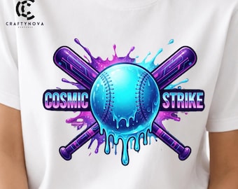 Vintage Space Baseball Synthwave Softball Player Cosmic PNG: Retro Softball Player Digital Design (Digital Download)