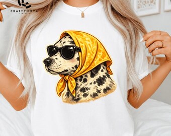 Dalmatian PNG Dog: Artistic Style, Shades, Scarf Graphic (Digital Download)