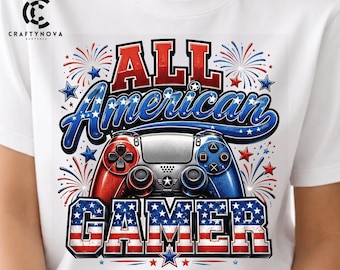 All American Gamer PNG: Clipart de controle patriótico dos EUA (Download digital)