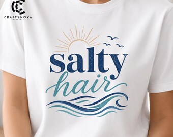 Salty Hair PNG: Beach Vibes Summer Vacation Clipart (Digital Download)