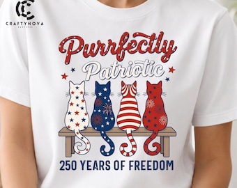Gatos patriotas para o 4 de julho em PNG: Clipart retrô de humor felino (Download digital)