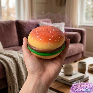 Hamburger Squishy Stress Ball, Sensory Fidget Toy, Anxiety Relief Squeeze Toy, Soft Decompression Toy for Adults & Kids