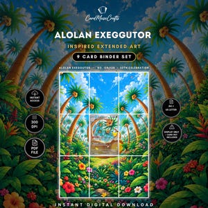 Alolan Exeggutor 129/128 Inspirerad Utökad Konst | Pokémon 30-årsjubileumsfirande 9-ficks pärmsida | Pokémon Pärm