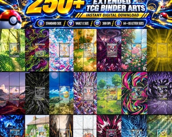 250+ Pokemon Extended Art Binder Pages Bundle | Printable Binder Cover Set | Digital Trading Card Album Art | Pokemon TCG Binder Bundle