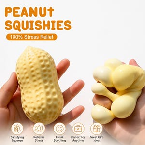 Giocattolo antistress a forma di arachide / Giocattolo antistress a forma di arachide / Giocattolo antistress a lenta risalita / Giocattolo sensoriale per l'ansia / Regalo per bambini e adulti