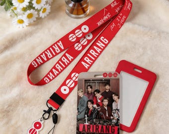 Smycz do telefonu z uchwytem na karty, pasek do telefonu i uchwyt na karty dla fanów K-popu, smycz do karty ARIRANG, akcesorium dla fanów, gadżety reklamowe
