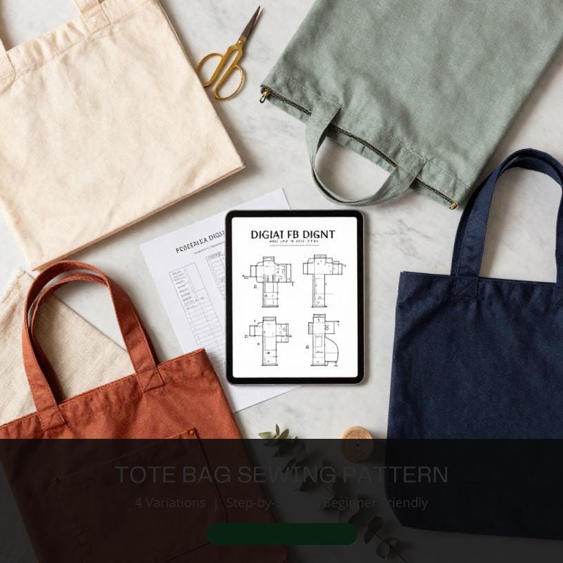 Tote Bag Sewing Pattern PDF | 4 Styles | Beginner Friendly | Instant ...