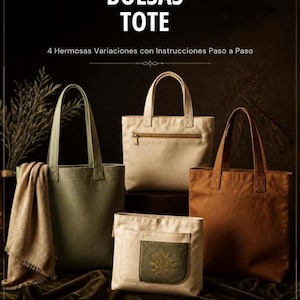 Patrón de Costura PDF - 4 Bolsas Tote para Principiantes | Guía Paso a Paso en Español