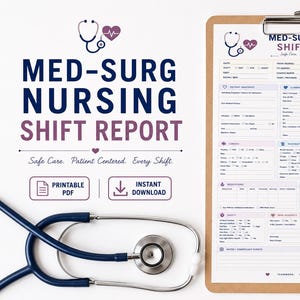 Med-Surg Nursing Shift Report Sheet | Patient Assessment Template (Printable PDF)
