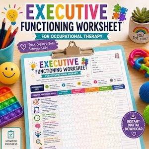 Executive Functioning Worksheet for Occupational Therapy | Progress Monitoring Form (Digital Download)