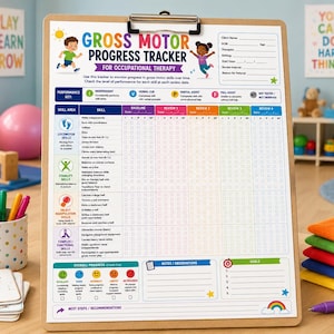 Registro del progreso de la motricidad gruesa / Material imprimible para terapia ocupacional (descarga digital)