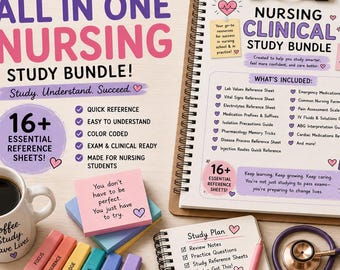 Nursing Clinical Study Bundle | NCLEX Prep, Lab Values, Pharmacology (Digital PDF)