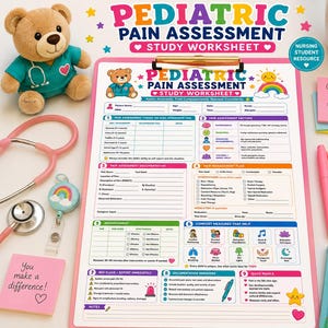 Arbetsblad för bedömning av pediatrisk smärta | Utskrivbar klinisk sjuksköterskestudent (PDF)