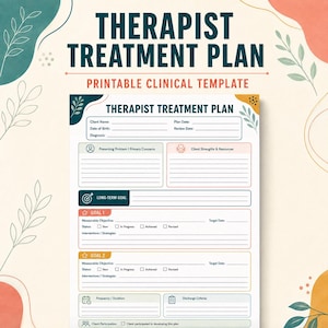 Vorlage für einen Therapeuten-Behandlungsplan, Formular für psychologische Beratung (Digitaler Download)