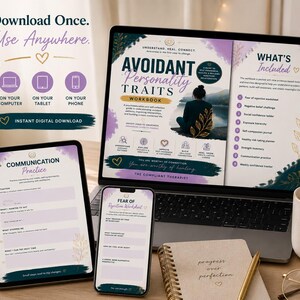 Arbetsbok om undvikande personlighetsdrag | KBT, DBT självreflektionsjournal (digital nedladdning)