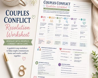 Couples Conflict Resolution Worksheet | Relationship Communication Printable PDF | Marriage Counseling Therapy Resource