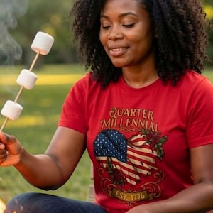 Quarter Millennial American Flag Heart tee | EST 1776 Patriotic Shirt