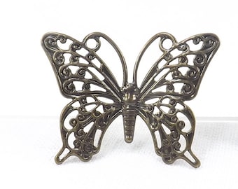 Large Butterfly focal 10 pieces butterfly pendant brass butterfly