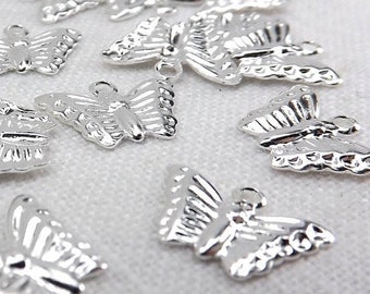 Small butterfly charms silver plated brass animal jewelry making supply butterflies