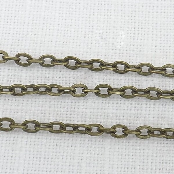 Bulk Chain 3x2mm Antiqued Brass finished steel  gold color chain  Jewlery making supply Unfinished Cable Chain