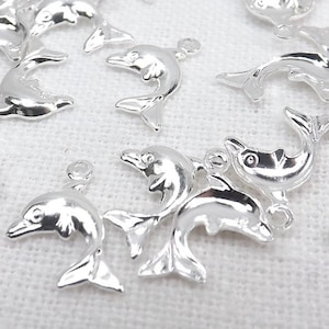 Silver Plated Dolphin Charms: Ocean Jewelry Supply (25 Pieces)