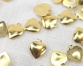 Heart Charms 25 pieces Tiny Puffed 5mmx5mm Gold Plated Scrapbooking Supply Jewelry Supply