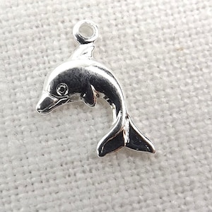 25 Silver Plated Dolphin Charms: 9x9mm Brass Animal Charms