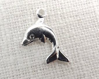 Dolphin Charms 25 pieces 9x9mm silver plated brass charms Beach charm Ocean charm jewelry supply animal charm