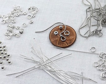 Earring findings with case 145 pieces Jewerly making kit silver color metal findings assortment