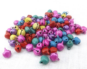 Jingle Bells Jewelry Supply Craft Supply Color Mix Bells 100 pieces 6mm Matte Finish Steele bells Ringing Bells