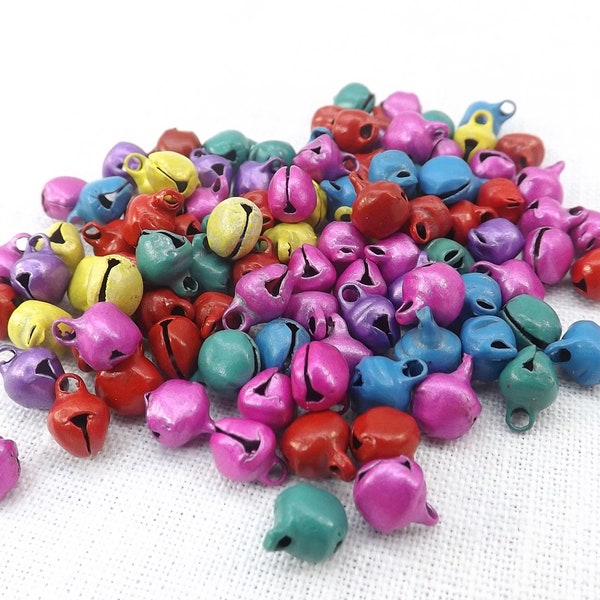 Jingle Bells Jewelry Supply Craft Supply Color Mix Bells 100 pieces 6mm Matte Finish Steele bells Ringing Bells