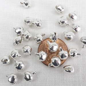 Tiny Bells 100 pieces 6mm Silver Plated Steel Jewelry Craft Supply Holiday bells ringing Bell charms image 5