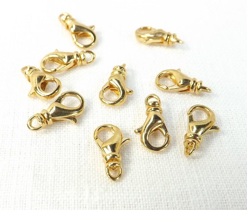 Swivel Clasp 10 Pieces Lobster Claw Gold Plate Brass 12x7mm Etsy