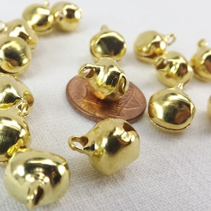 100 Tiny Gold Plated Steel Bells: 10mm Jewelry Charms