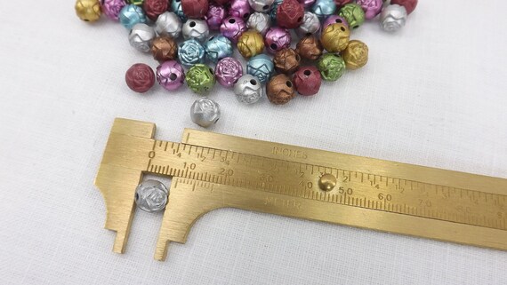 200 Mixed Colour Aluminum Metal Rose Flower Beads 8mm