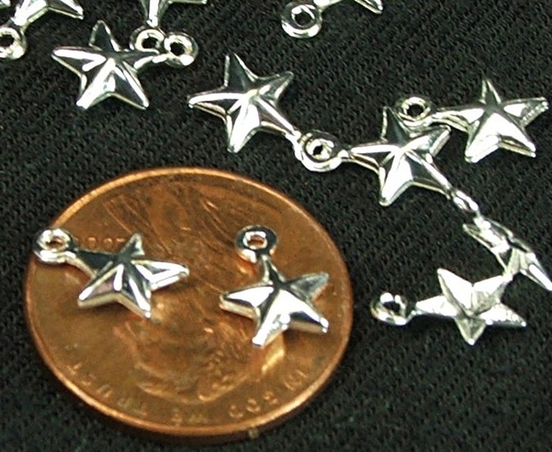 Tiny Star Charms 25 pieces 6mm Stars Two sided Mini Charms Jewelry Supply Celestial Charm image 2