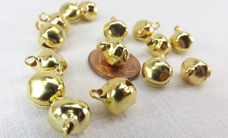 Bells 500 pieces Bulk 10mm Gold Color Steel Jewelry Craft Supply ringing holiday bells craft supplies charms