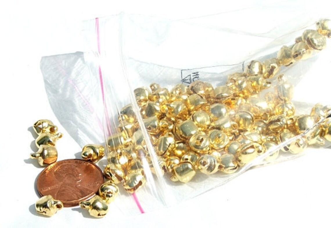 Bells 100 Pieces 6mm Gold Color Steel Jewelry Craft Supplies Jewelry ...