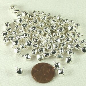 Tiny Bells 100 pieces 6mm Silver Plated Steel Jewelry Craft Supply Holiday bells ringing Bell charms image 6