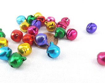 Jingle Bells Jewelry Supply Craft Supply Color Mix Bells 100 pieces 10mm Shiny Aluminum bells Ringing Bells