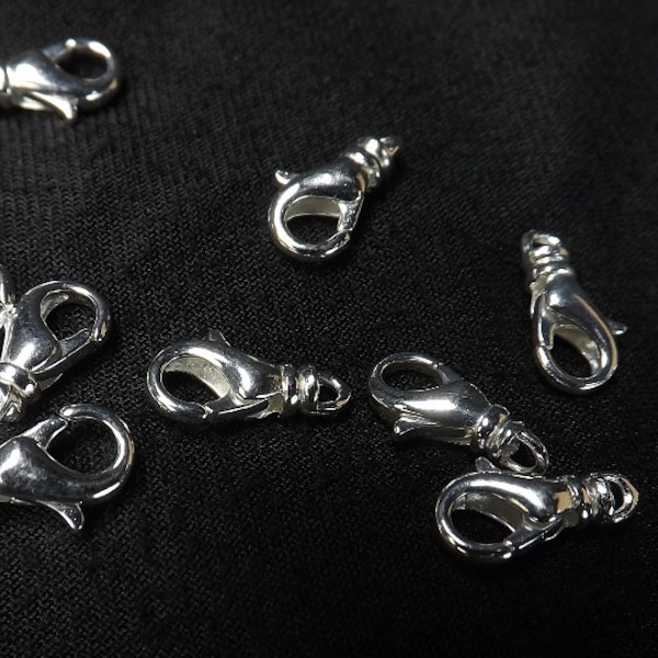 Swivel Clasp 10 pieces Lobster claw silver plate brass 12x7mm Findings Clasps craft supply jewelry Beading