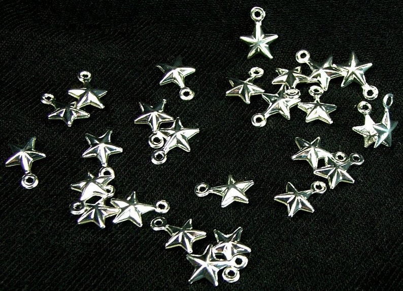 Tiny Star Charms 25 pieces 6mm Stars Two sided Mini Charms Jewelry Supply Celestial Charm image 1