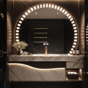 Meuble-lavabo en marbre Calacatta à double vasque - Console moderne de luxe de 72 po.