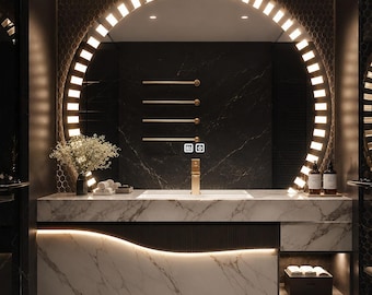 Calacatta Marble Double Sink Bathroom Vanity – 72″ Luxury Modern Console