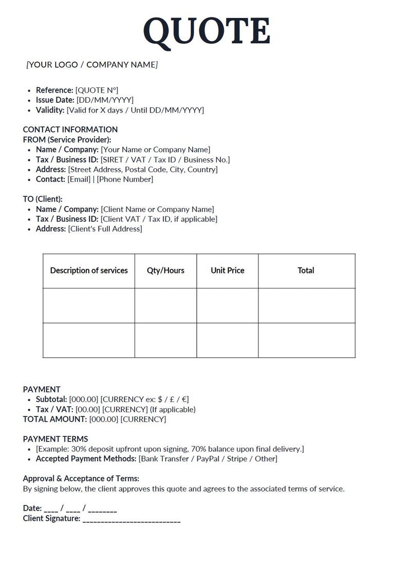 Minimalist Invoice and Quote Template Canva, Professional Billing Kit ...