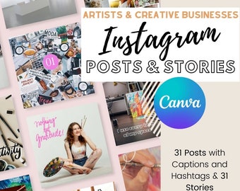 Instagram Post with Captions and Story Bundle for Artists (Mixed Media, Fine Art, Creative Business)